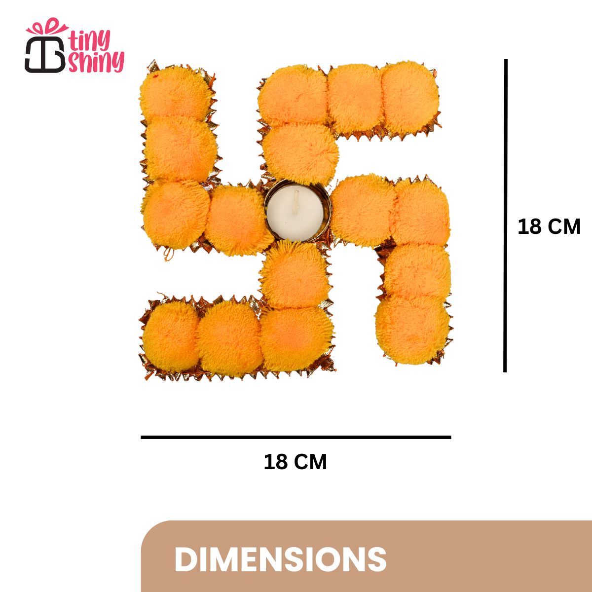 Swastik Tealight Holder with Pom Pom  MDF Base