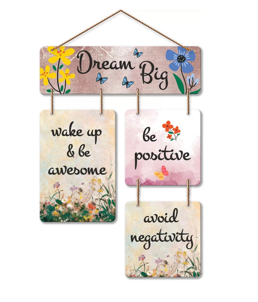 Dream Big Motivational Hanging Wall Decor Sign for Home & Office