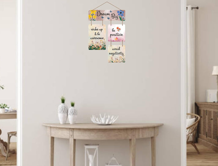 Dream Big Motivational Hanging Wall Decor Sign for Home & Office