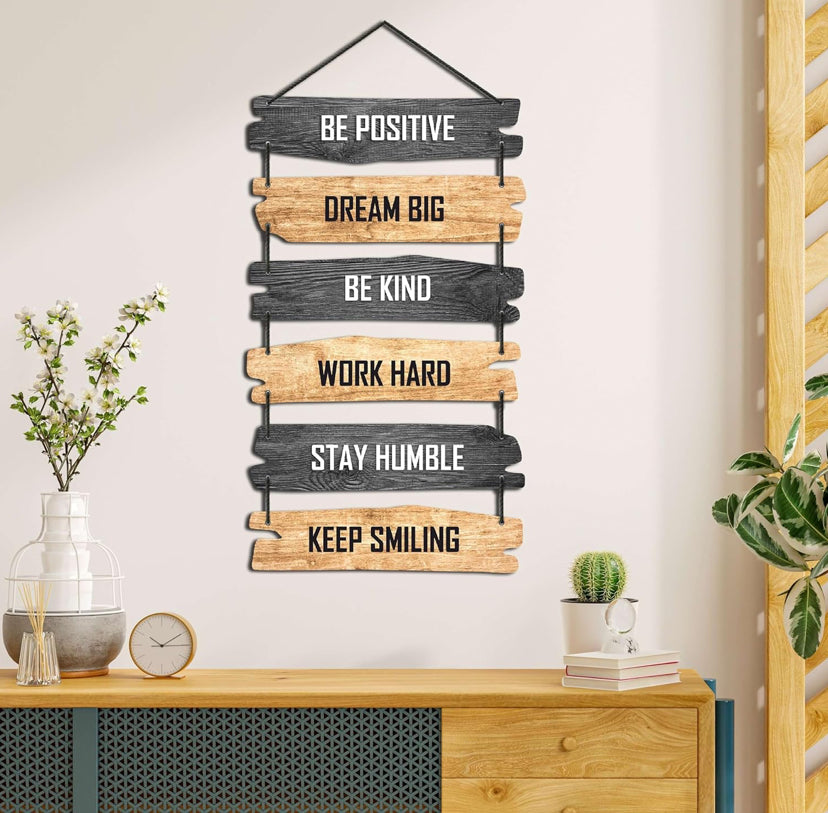 Motivational Wooden Hanging Wall Decor Sign for Home & Office