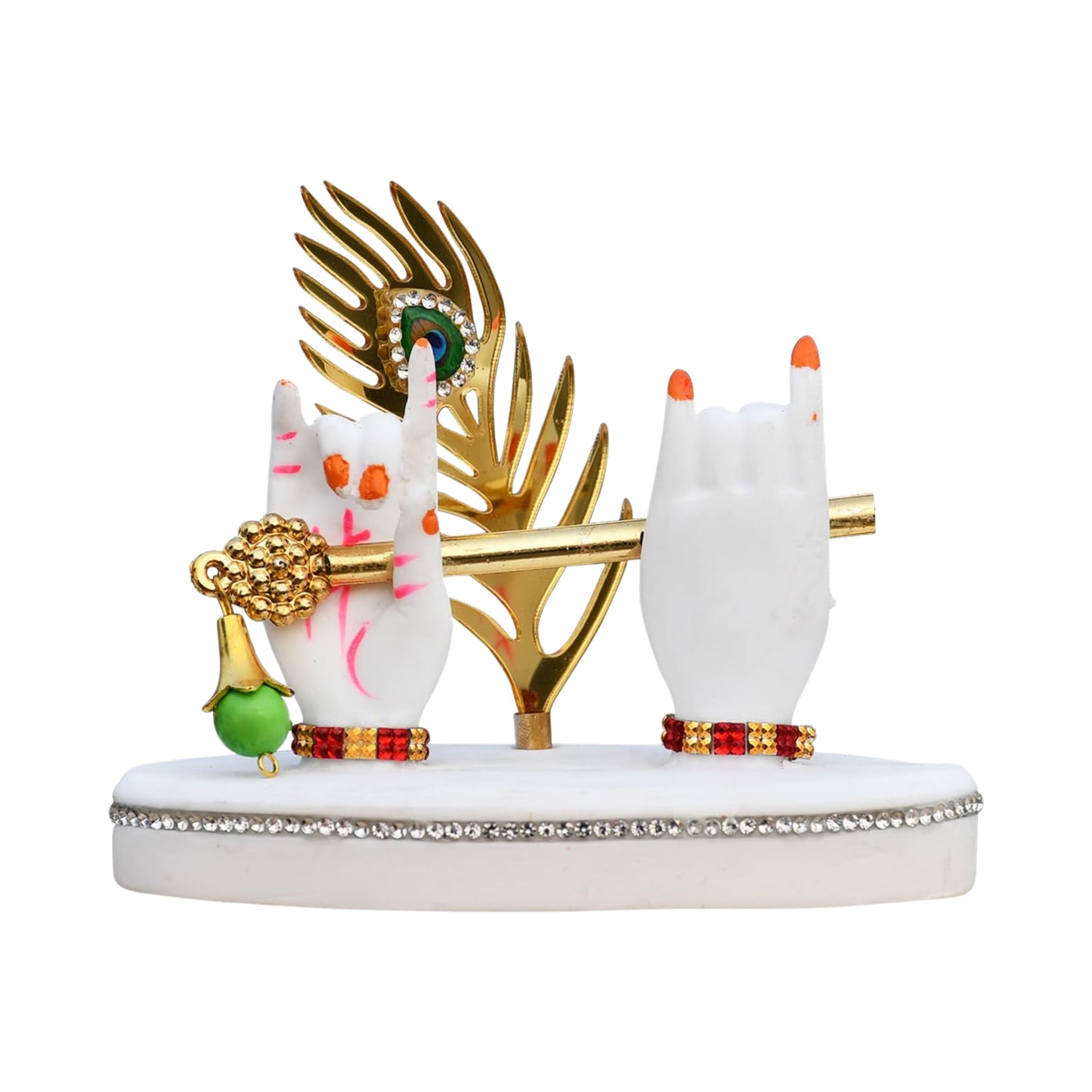 Tiny Shiny  Krishna Hand with Flute & Mor Pankh