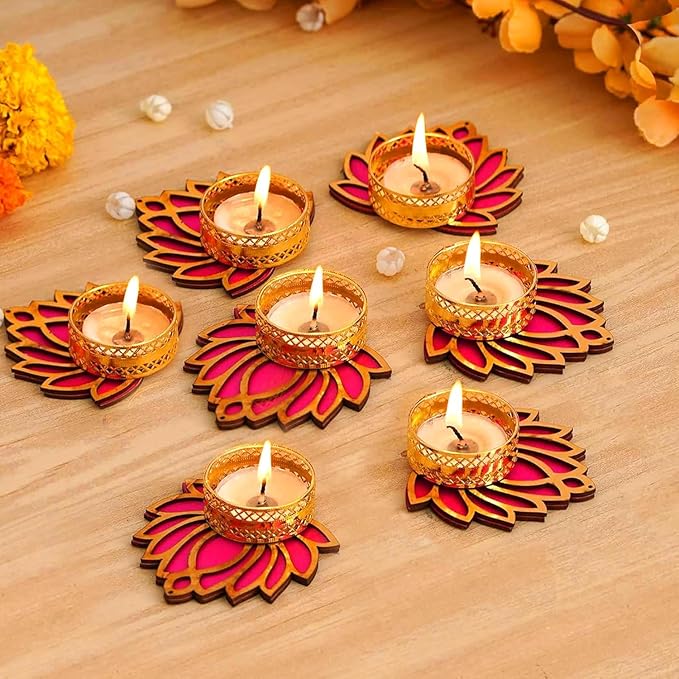 7 Pc Lotus T-Light Holder Set