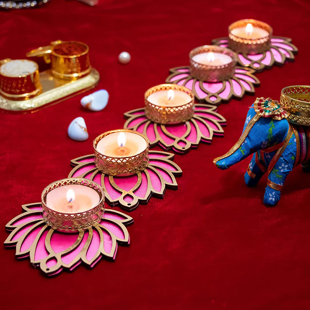7 Pc Lotus T-Light Holder Set