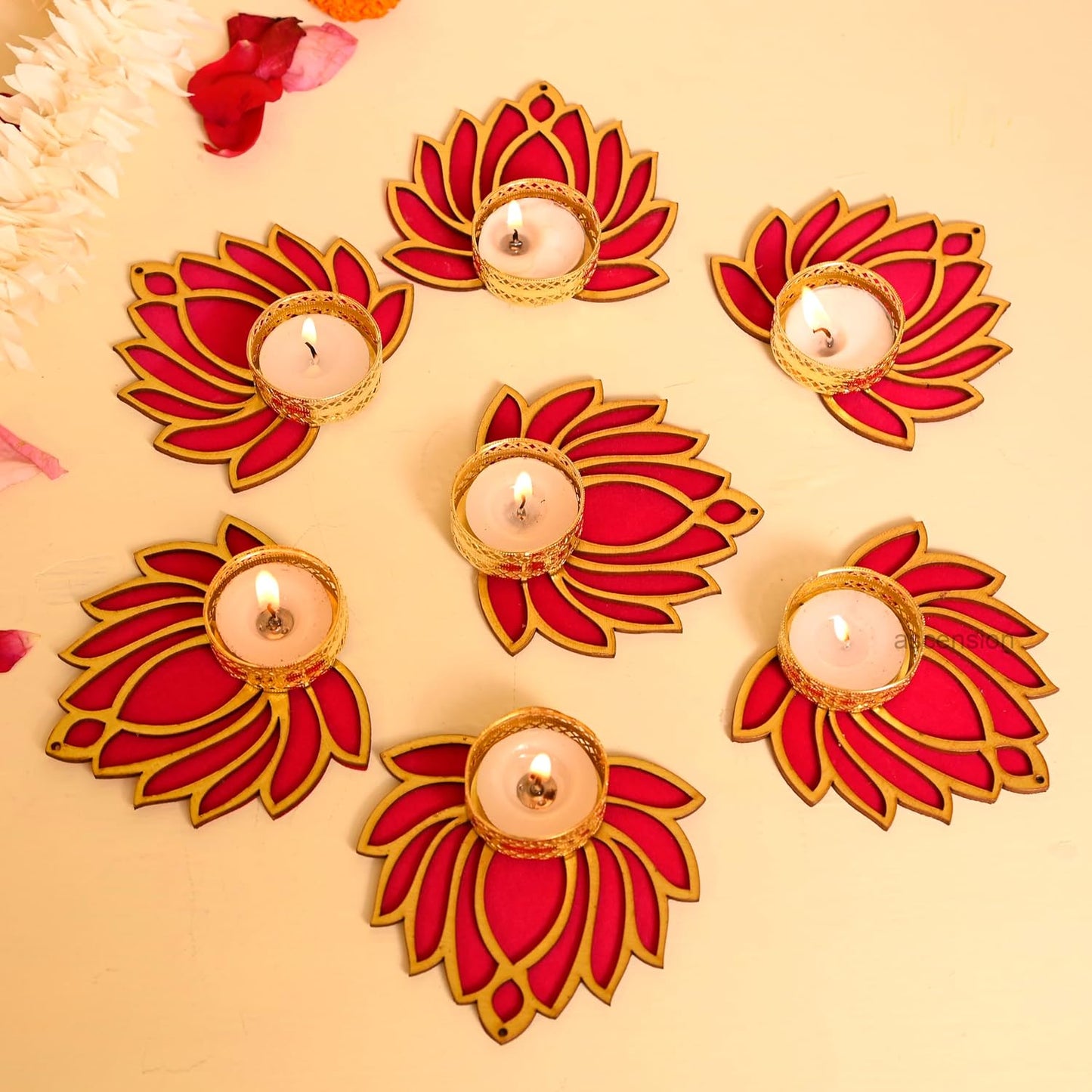 7 Pc Lotus T-Light Holder Set