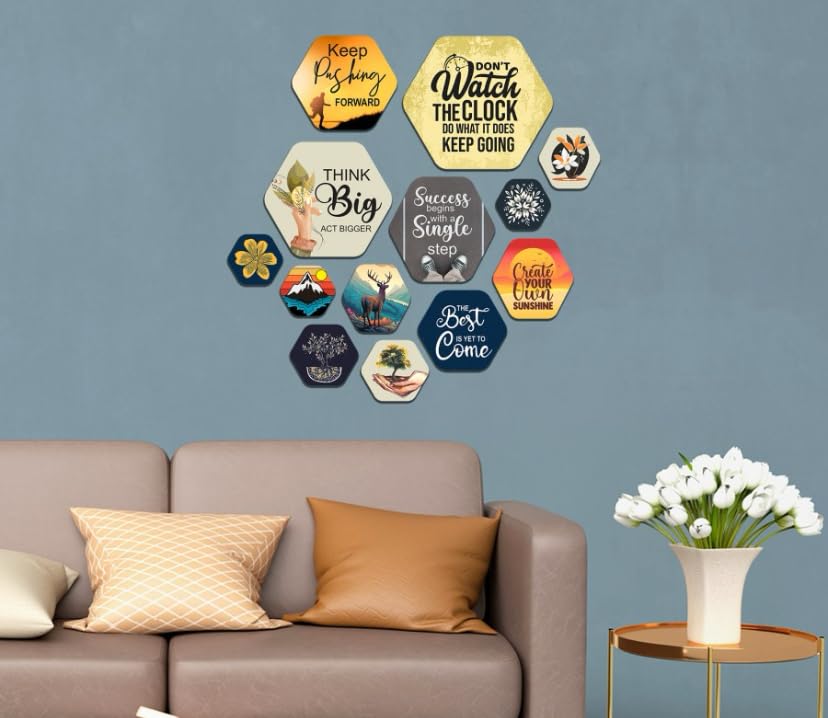 Motivational Hexagon Wall Sticker Set for Home & Office Décor