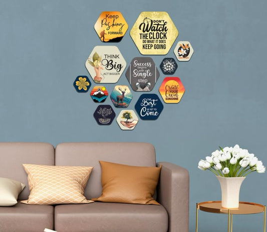 Motivational Hexagon Wall Sticker Set for Home & Office Décor