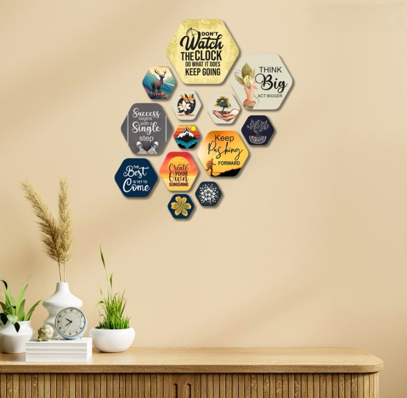 Motivational Hexagon Wall Sticker Set for Home & Office Décor