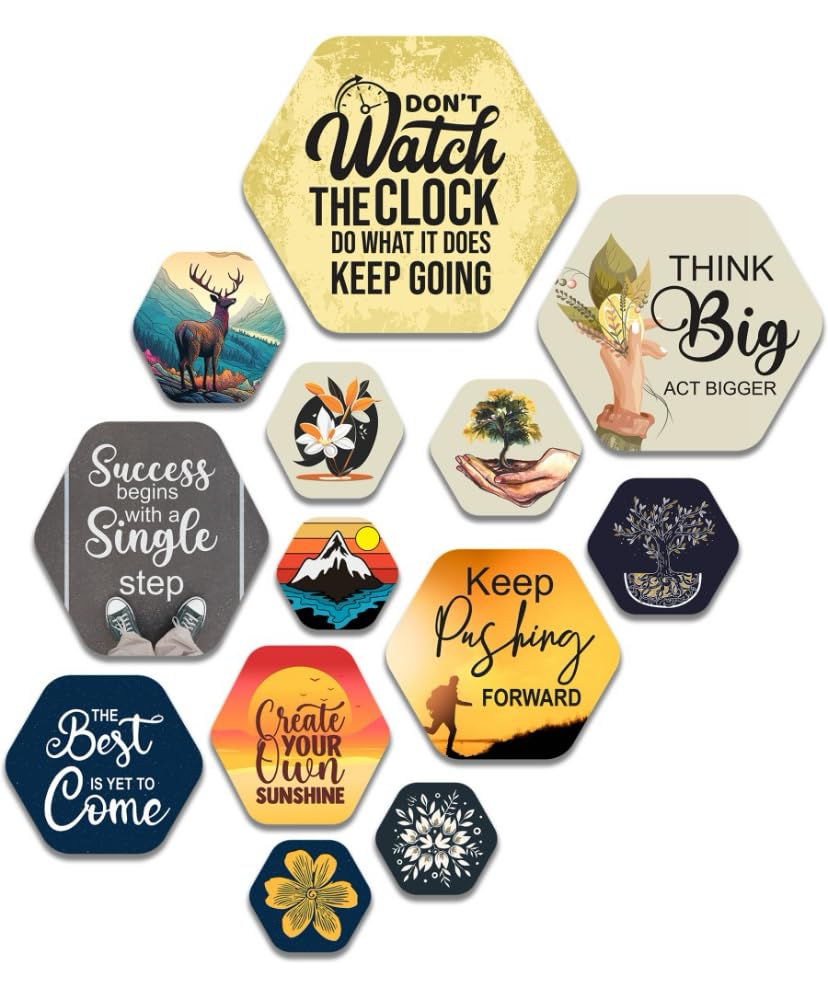 Motivational Hexagon Wall Sticker Set for Home & Office Décor