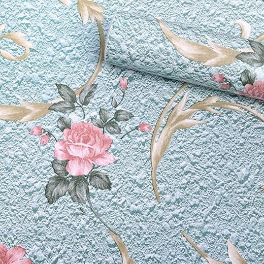 Blue Damask Removable PVC Vinyl Wallpaper for Walls | Waterproof, Self-Adhesive Wall Covering | Elegant Home Décor for Living Room, Bedroom & Office| 17x175 inch