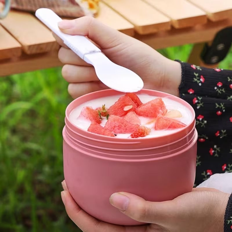 1pc Plastic Thermal Lunch Box, Insulated Lunch Cup, Portable for Camping And Picnic, Food Container, Bento Box,back to school