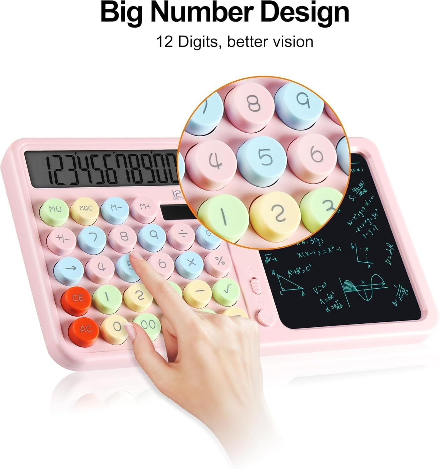 Calculator with Ruffpad Notepad By Lamta, 2-in-1 Calculator & LED Writing Pad with 7.5 Inches Tablet, 12 Digits, Stylus Pen for School, Office, Corporate Person