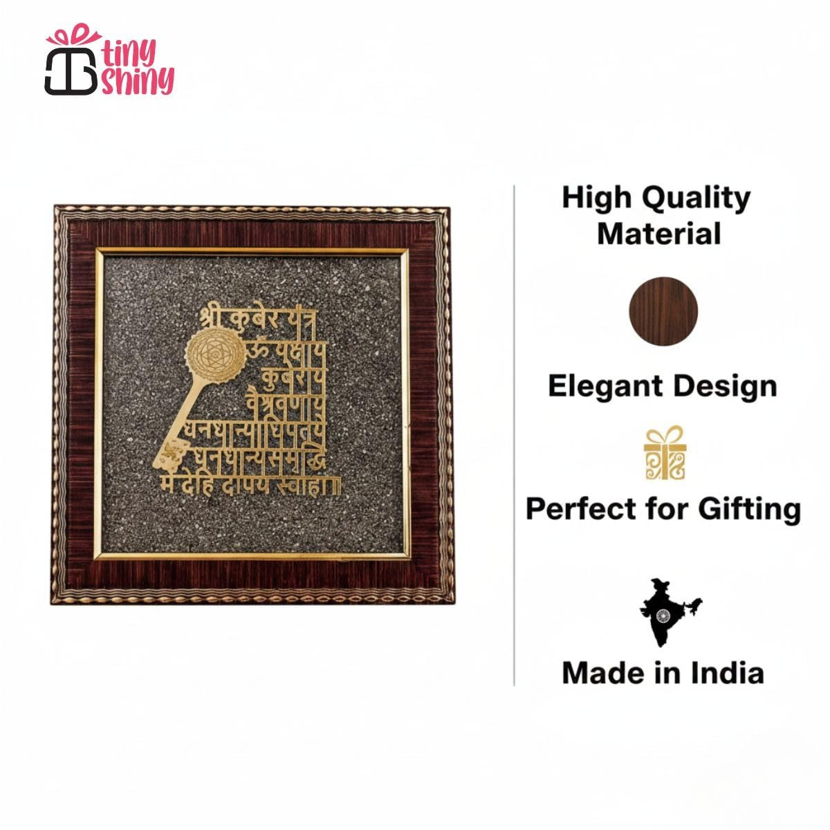 Shree Kuber Mantra & Yantra in Pyrite Frame