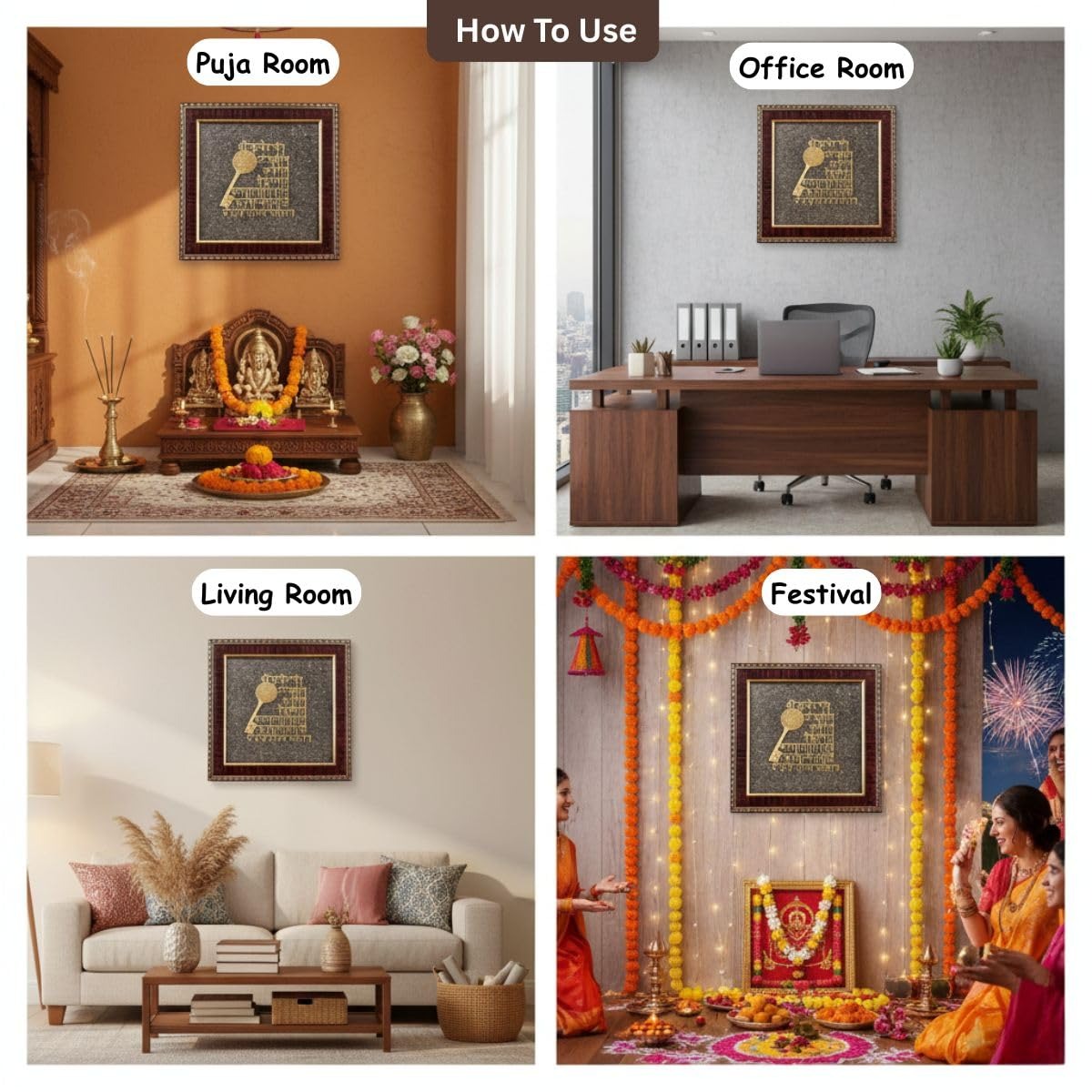 Shree Kuber Mantra & Yantra in Pyrite Frame