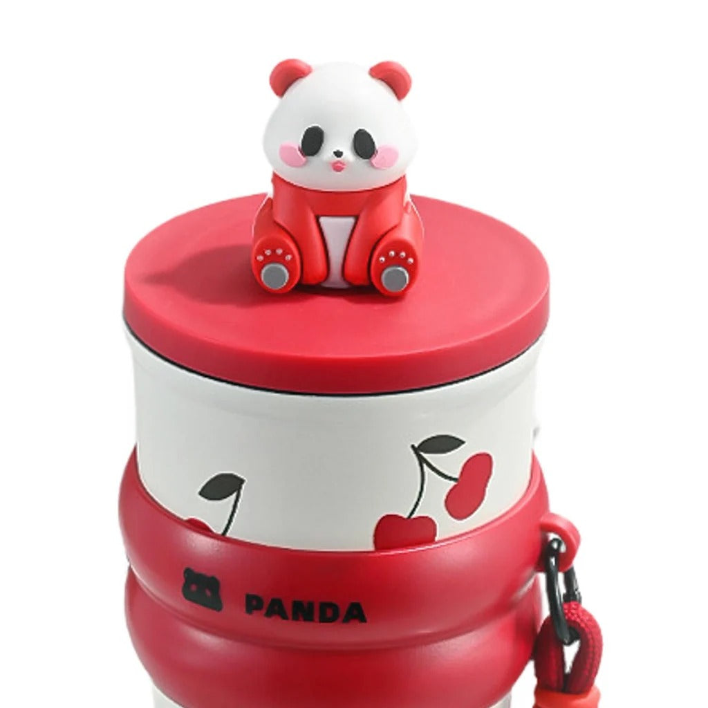 Panda Water Bottle (700ML)| Leakproof Cute Cherry Design, Portable & Reusable Water Bottle for School, Travel, and Office (CHERRY)