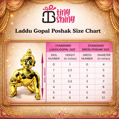 Tiny Shiny Laddu Gopal Poshak Thakur Ji Dress Heavy Designer Dress for Kanha Ji Fancy Dress for Bal Krishna Janmaasthmi Special for Ladoo Gopal Ji (Size-0 to 5)