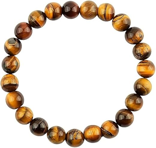 Tiger Eye Stone Bracelet – Natural Protection & Confidence Crystal Beads, Stretchable Handmade Bracelet for Men & Women