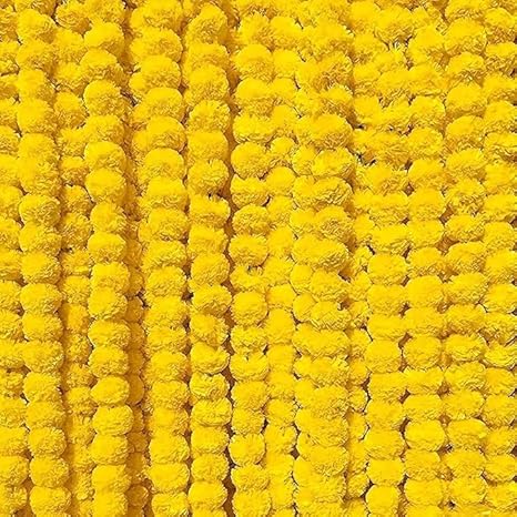Tiny Shiny Artificial Marigold Flower Garlands, 5 Feet Long, 10 Pc Pack Traditional Decoration, Festival Decoration (Pack of 10- Marigold Latkan-Yellow)