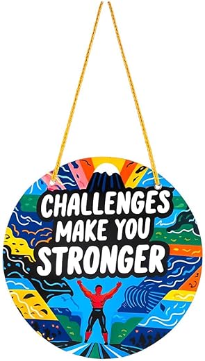 Tiny Shiny Challenges Make You Strong Decorative Wall Art Mdf Wooden Hanger For Living Room Bedroom | Artworks Decor | Office | Gift | Quotes Items | Wall Hanging For Home...