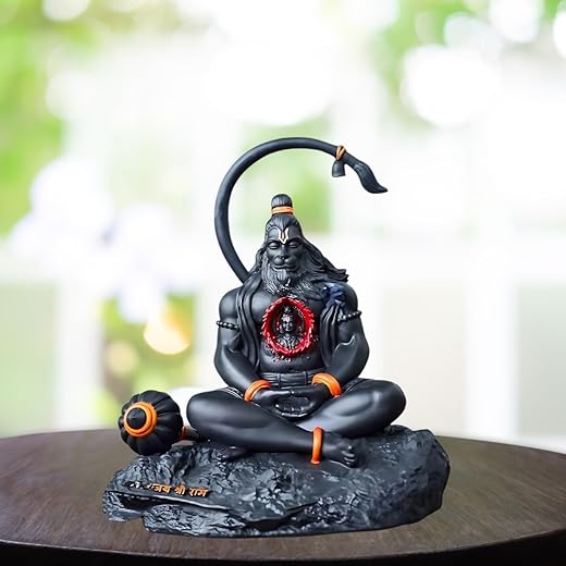 Tiny Shiny Hanuman Idol Hanuman Ji Murti for Car Dashboard Hanuman Idol Dhyan Mudra Meditation | Bajrangbali Bhagwan Statue for Pooja Gift Living Room, Office, Home Decoration