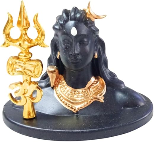 Tiny Shiny Medium Adiyogi Shiva Statue for Car Dashboard| Adiyogi Statue for Home Decor Pooja Room Office| Mahadev Murti Lord Shiva Idol Gift for Diwali Maha Shivratri...